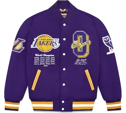 OVO x NBA Lakers Varsity Purple Jacket